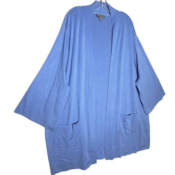 Selection by Ulla Popken Women Open Kimono Sleeve Periwinkle Cardigan Sz 24 EC - Picture 4 of 16